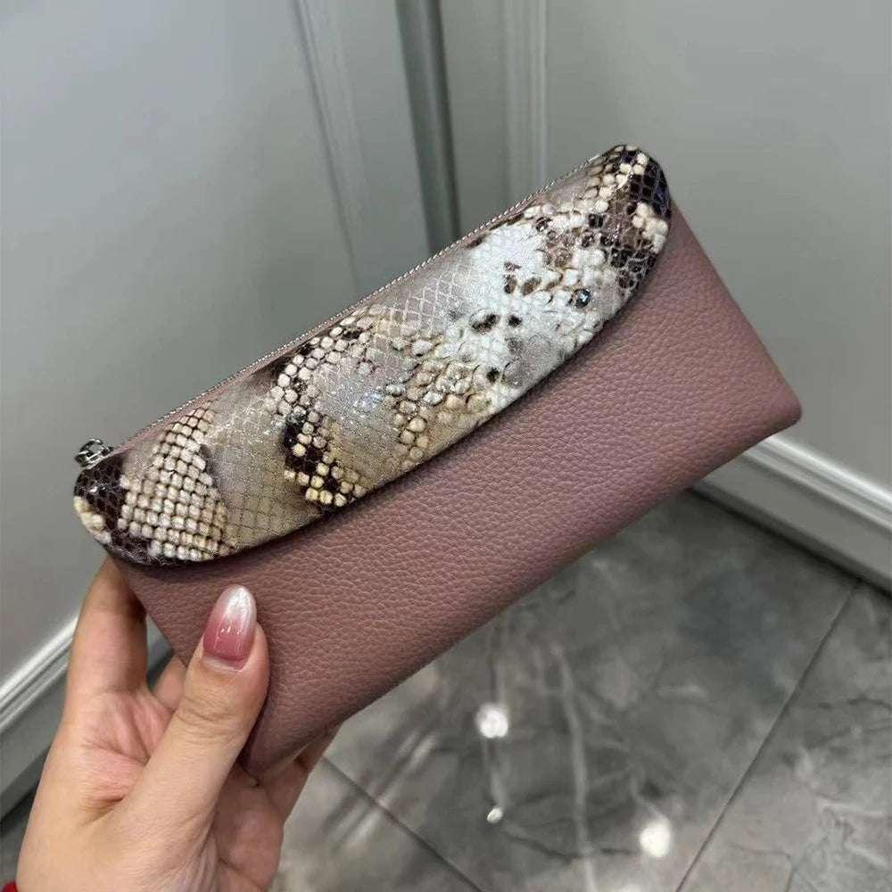 Python Pattern Genuine Leather Long Wallet for Women