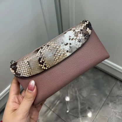 Python Pattern Genuine Leather Long Wallet for Women