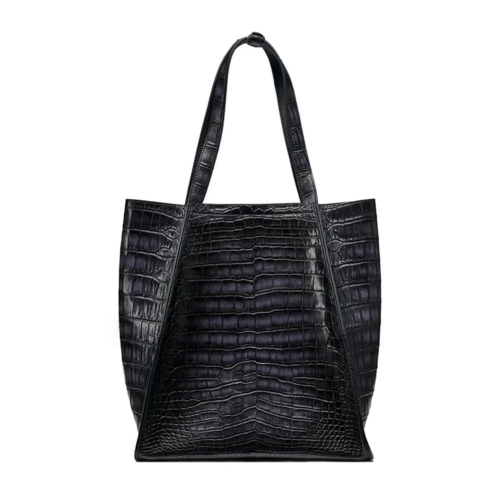 Crocodile Leather Tote Bag – Large Unisex Shoulder Handbag