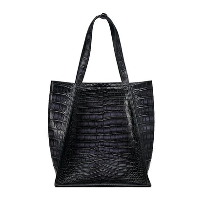 Crocodile Leather Tote Bag – Large Unisex Shoulder Handbag