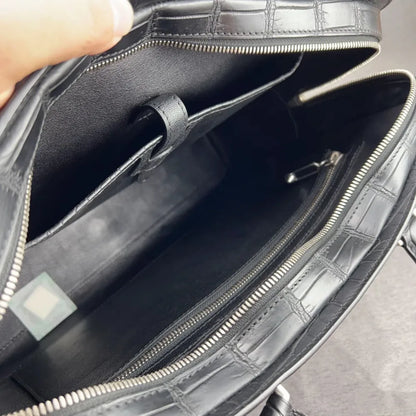 Crocodile Leather Men's Briefcase – Black Luxury Business Bag