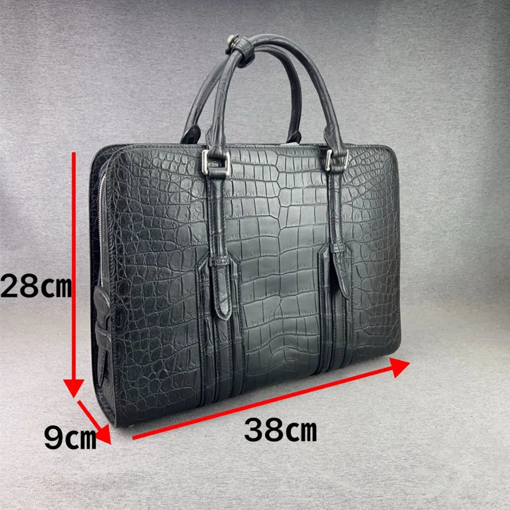 Crocodile Leather Men's Briefcase – Black Luxury Business Bag