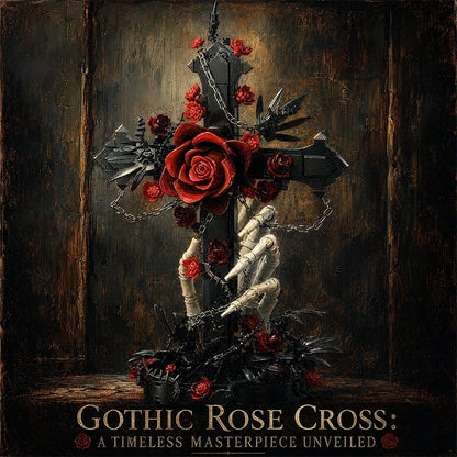Gothic Rose Cross Building Blocks – Dark Romance MOC Brick Set