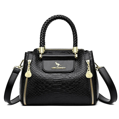 Designer Monogram Leather Crossbody Bag with Braided Handle