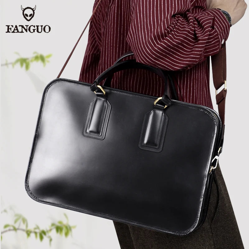 Genuine Leather Briefcase for Men – Luxury 13.5" Laptop Office Bag