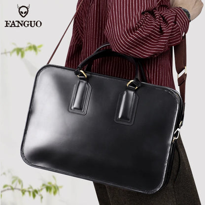 Genuine Leather Briefcase for Men – Luxury 13.5" Laptop Office Bag