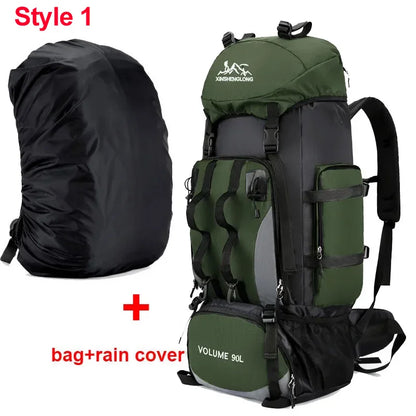 90L Hiking Backpack with Rain Cover – Waterproof Outdoor Rucksack