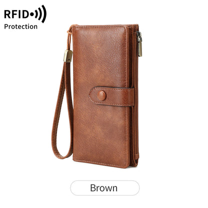 RFID Women's Long Wallet – Large Capacity PU Leather Organizer
