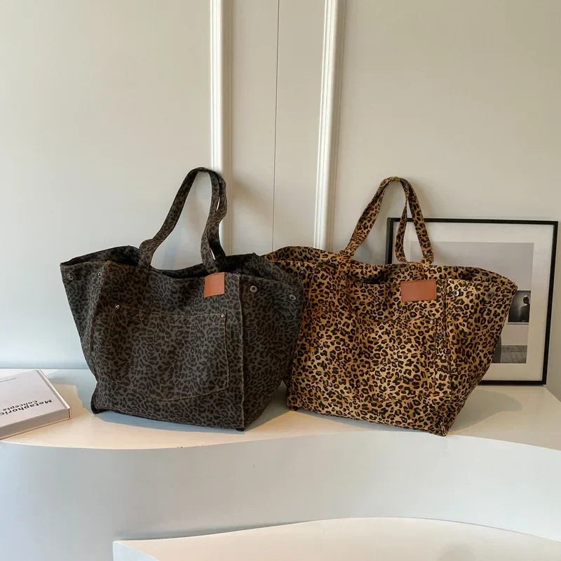 Leopard Print Large Tote Bag – Women's Shoulder Shopper