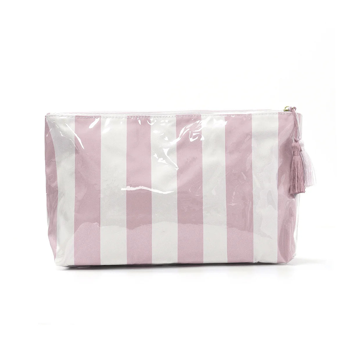 Cosmetic Bag – Large Striped Travel Makeup Pouch with Tassel
