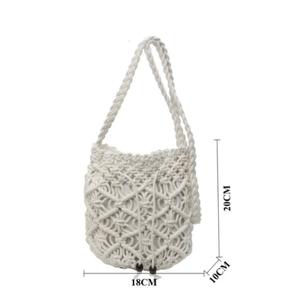 Woven Bucket Bag – Women's Knit Crochet Crossbody Beach Tote