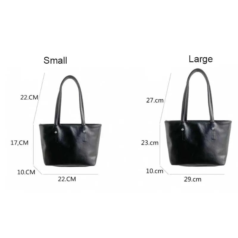 Oil Wax Leather Tote Bag for Women – Korean Style Shoulder Commuter Bag