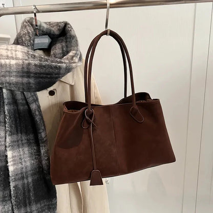Suede Tote Bag – Large Capacity Korean Style Shoulder Handbag