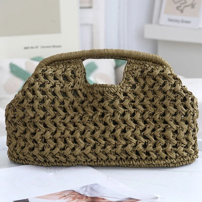 Handmade Raffia Woven Clutch Tote – Large Boho Travel Bag