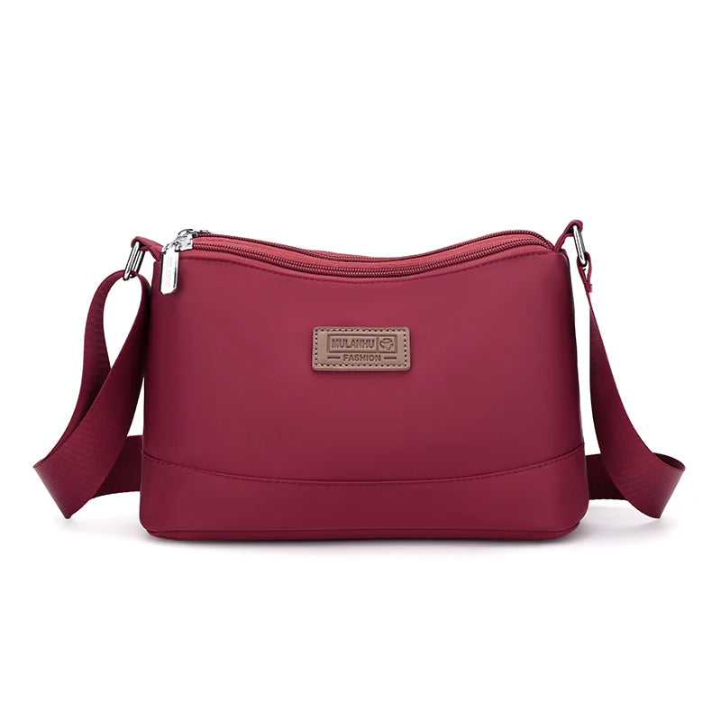 Women's Waterproof Nylon Crossbody Bag – 3-Layer Shoulder Handbag
