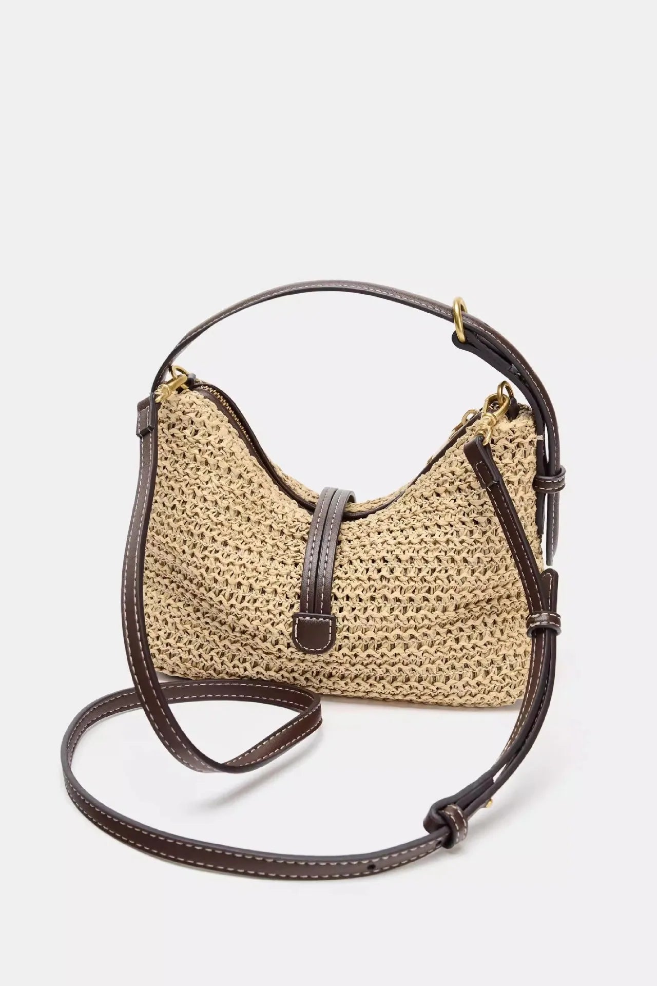 Summer Rattan Half Moon Beach Straw Shoulder Bags Women S Bucket Bag Purse Woven Handbags Casual
