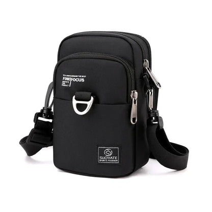 Men's Nylon Crossbody Bag – 3-Layer Mini Messenger Shoulder Bag