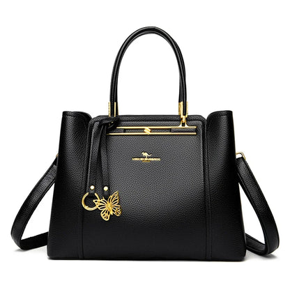 Luxury Leather Women's Handbag – 3-Layer Shoulder & Crossbody Tote
