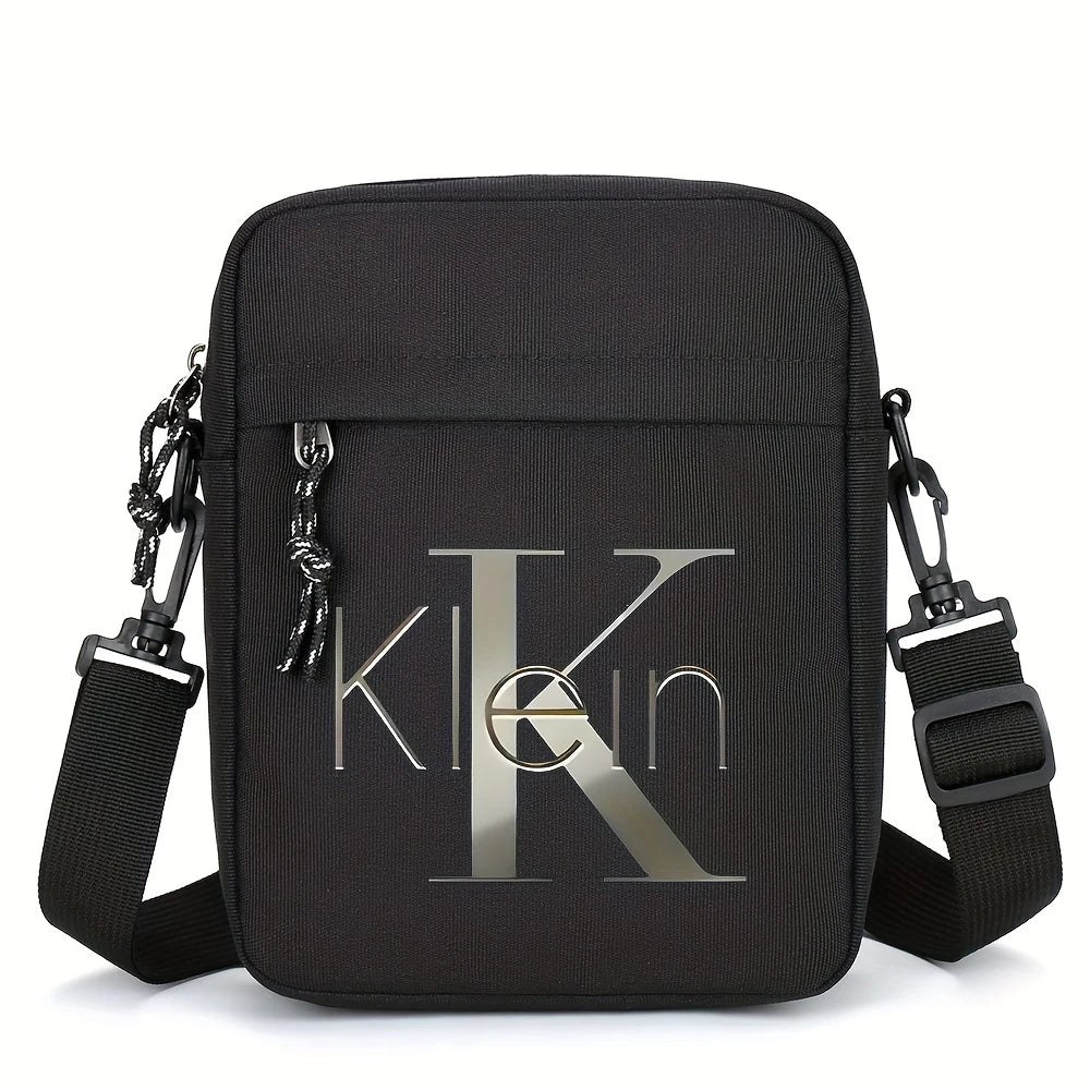 Men's Oxford Crossbody Bag – Trendy Logo Print Shoulder Bag
