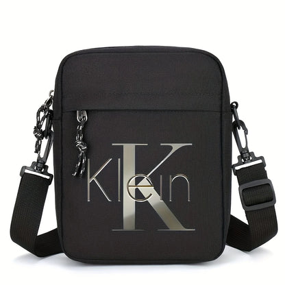 Men's Oxford Crossbody Bag – Trendy Logo Print Shoulder Bag