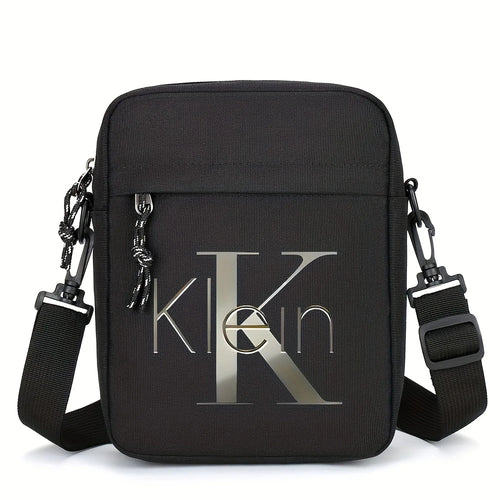 Men's Oxford Crossbody Bag – Trendy Logo Print Shoulder Bag