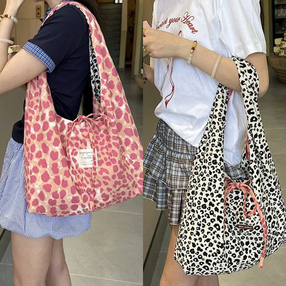 Polka Dot Shoulder Bag – Korean Double-Sided Large Tote