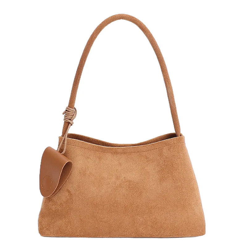 Retro Suede Shoulder Bag for Women – Luxury Underarm Handbag