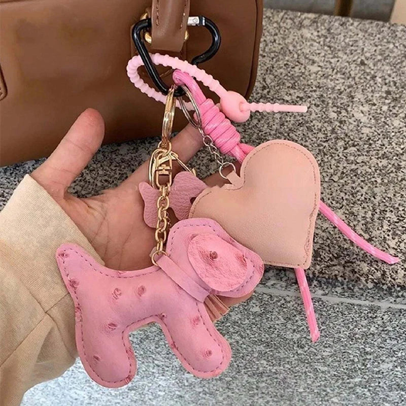 Plush Heart Keychain Charm – Cute Bag Pendant for Women & Couples