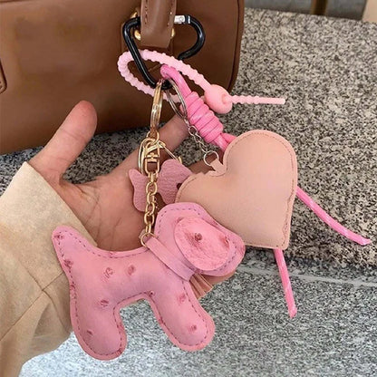 Plush Heart Keychain Charm – Cute Bag Pendant for Women & Couples