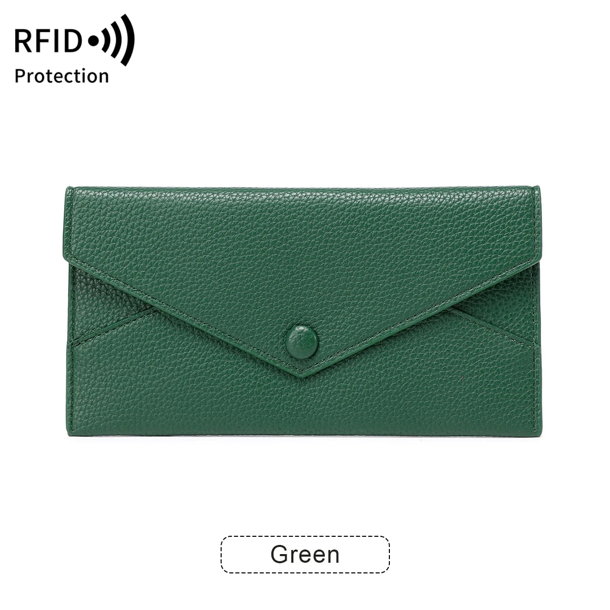 RFID Blocking Long PU Leather Wallet for Women – Envelope Clutch