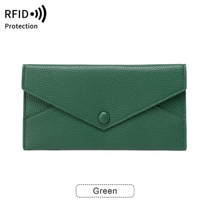 RFID Blocking Long PU Leather Wallet for Women – Envelope Clutch