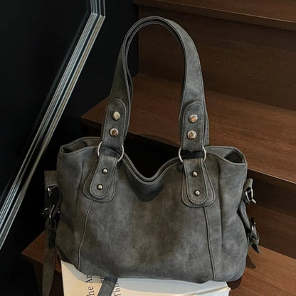 Large Faux Suede Shoulder Bag for Women – Vintage Hobo Handbag