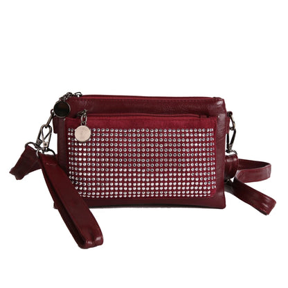 Rhinestone Rivet Clutch Bag for Women – Wristlet Crossbody