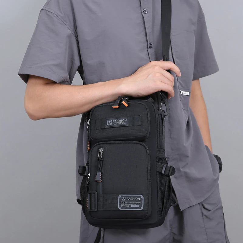 Men's Crossbody Chest Bag – Oxford Sling Pack with Multi-Pockets
