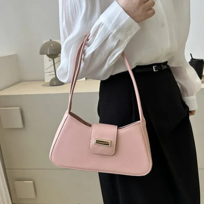 Minimalist Shoulder Bag for Women – Small Buckle Underarm Handbag