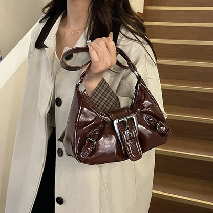 Y2K Pleated Hobo Shoulder Bag – Retro Maillard Style Clutch Handbag