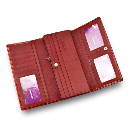 Alligator Pattern Genuine Leather Long Wallet for Women