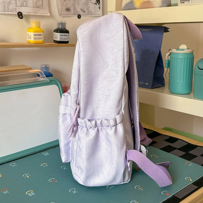 Bow Embroidery Pastel Backpack for Teen Girls – Cute School Bag