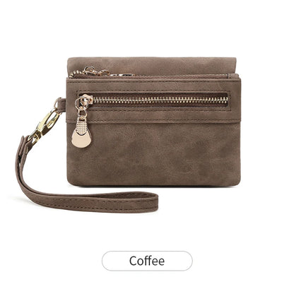 Women's Wristlet Wallet – Short PU Leather Zipper Coin Purse with Card Slots