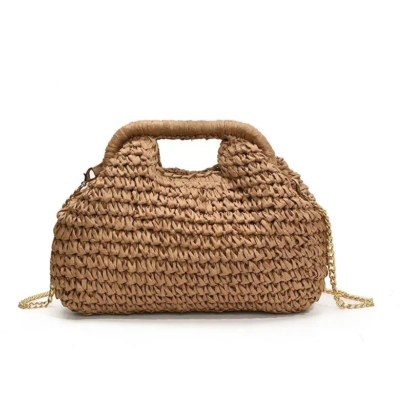 Raffia Crochet Beach Bag – Handmade Woven Clutch Handbag