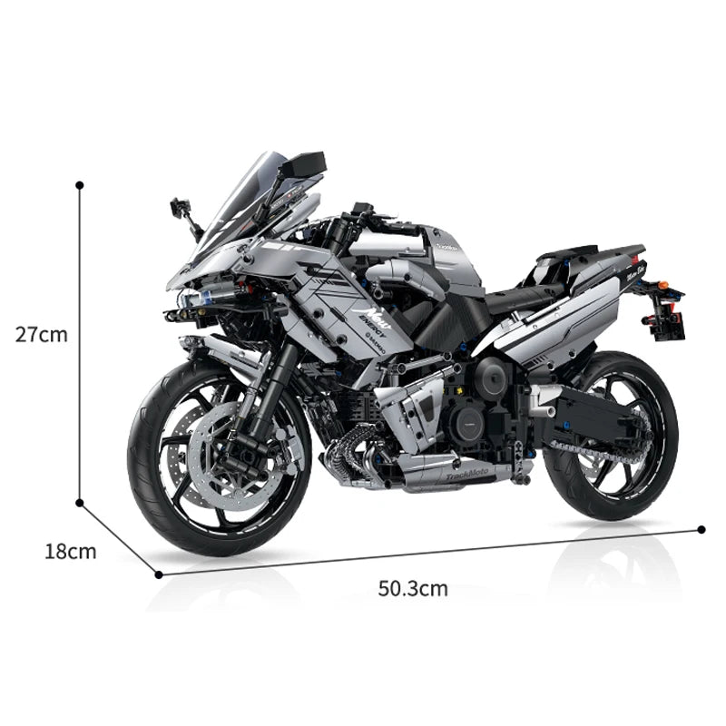 MOC Motorcycle Building Block Set – 1:5 Scale Road Racing Bike, 2156 Pieces