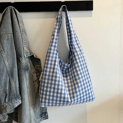 Plaid Shoulder Bag Large Capacity Lightweight Tote for Women