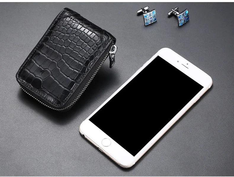 RFID Blocking Men's Crocodile Leather Card Holder Wallet