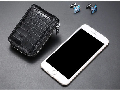 RFID Blocking Men's Crocodile Leather Card Holder Wallet