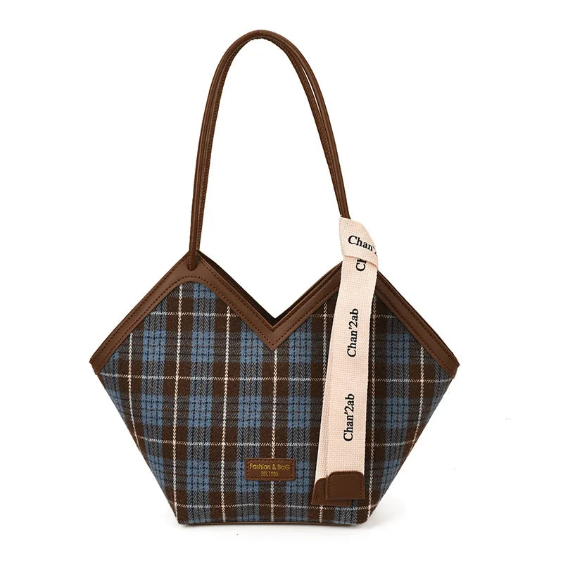Cross-Border Large-Capacity Bag Women S Contrast Shoulder Tote Popular Commuter Underarm
