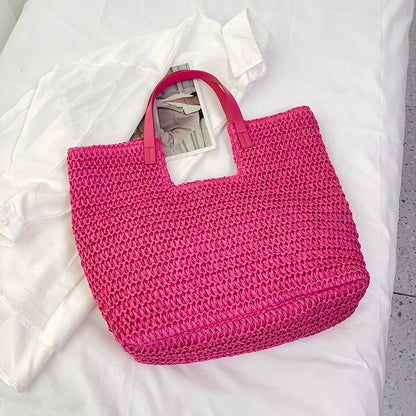 Moods Summer Beach Straw Woven Shoulder Tote Bags Women Large Capacity Shopping Totes Brand