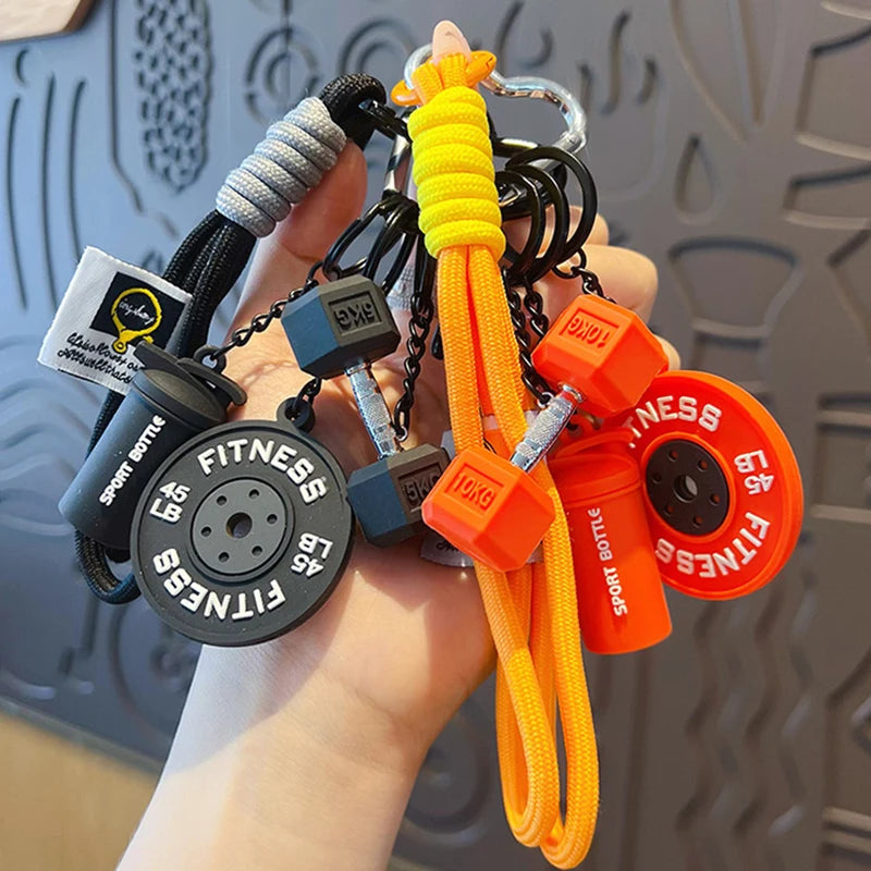 Fitness Barbell Keychain – Mini Dumbbell Plate Gym Key Ring