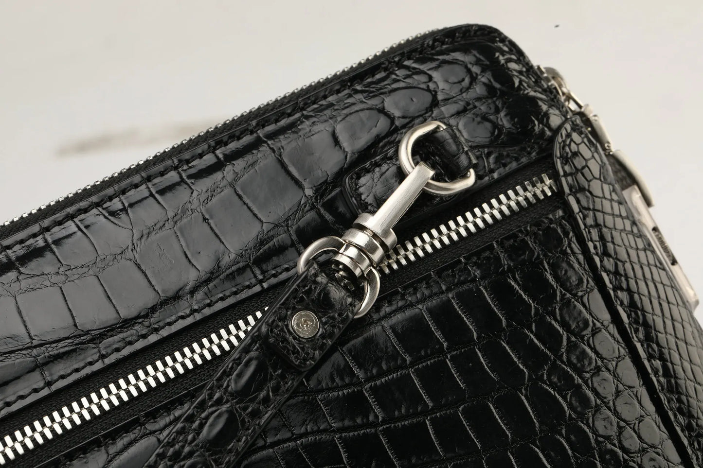 Crocodile Leather Clutch Bag for Men – Double Zipper Wristlet