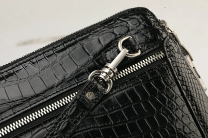 Crocodile Leather Clutch Bag for Men – Double Zipper Wristlet