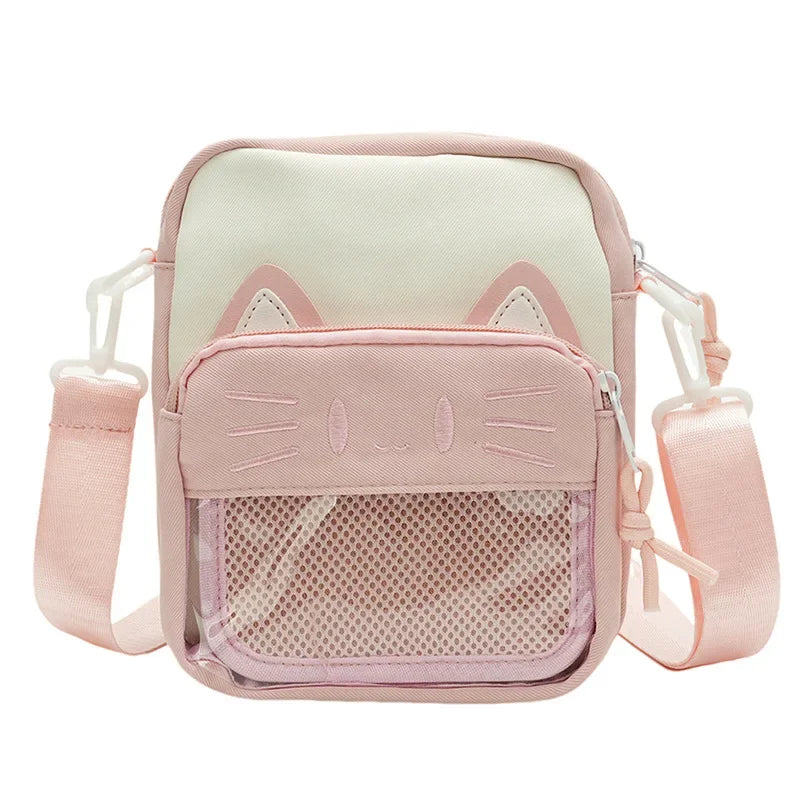 Ita Bag Mini Crossbody – Harajuku Nylon Shoulder Bag with Clear Window for Pins & Badges